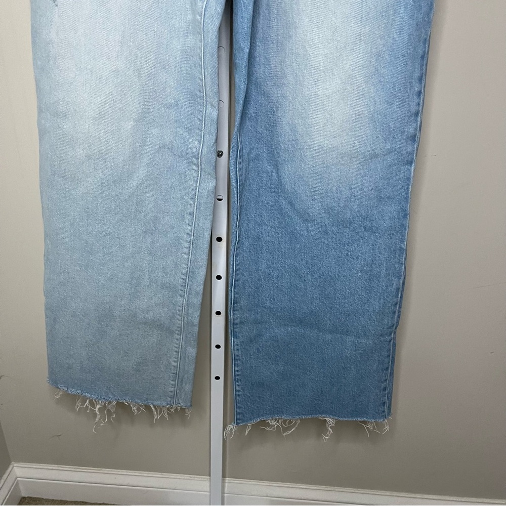 Express High Rise Wide Leg Two-Tone Denim Jeans Size 12L Stretch - Picture 4 of 8